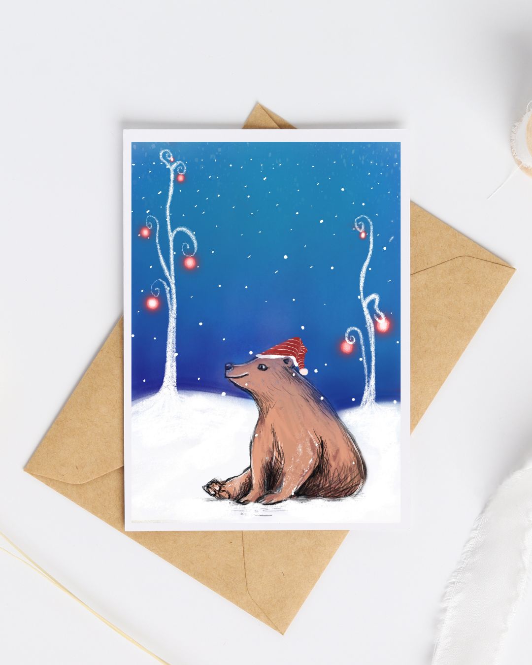 Postkaart - Kerstbeer