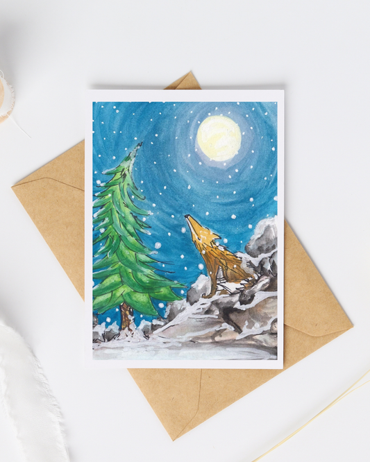 Postkaart - Vos en maan