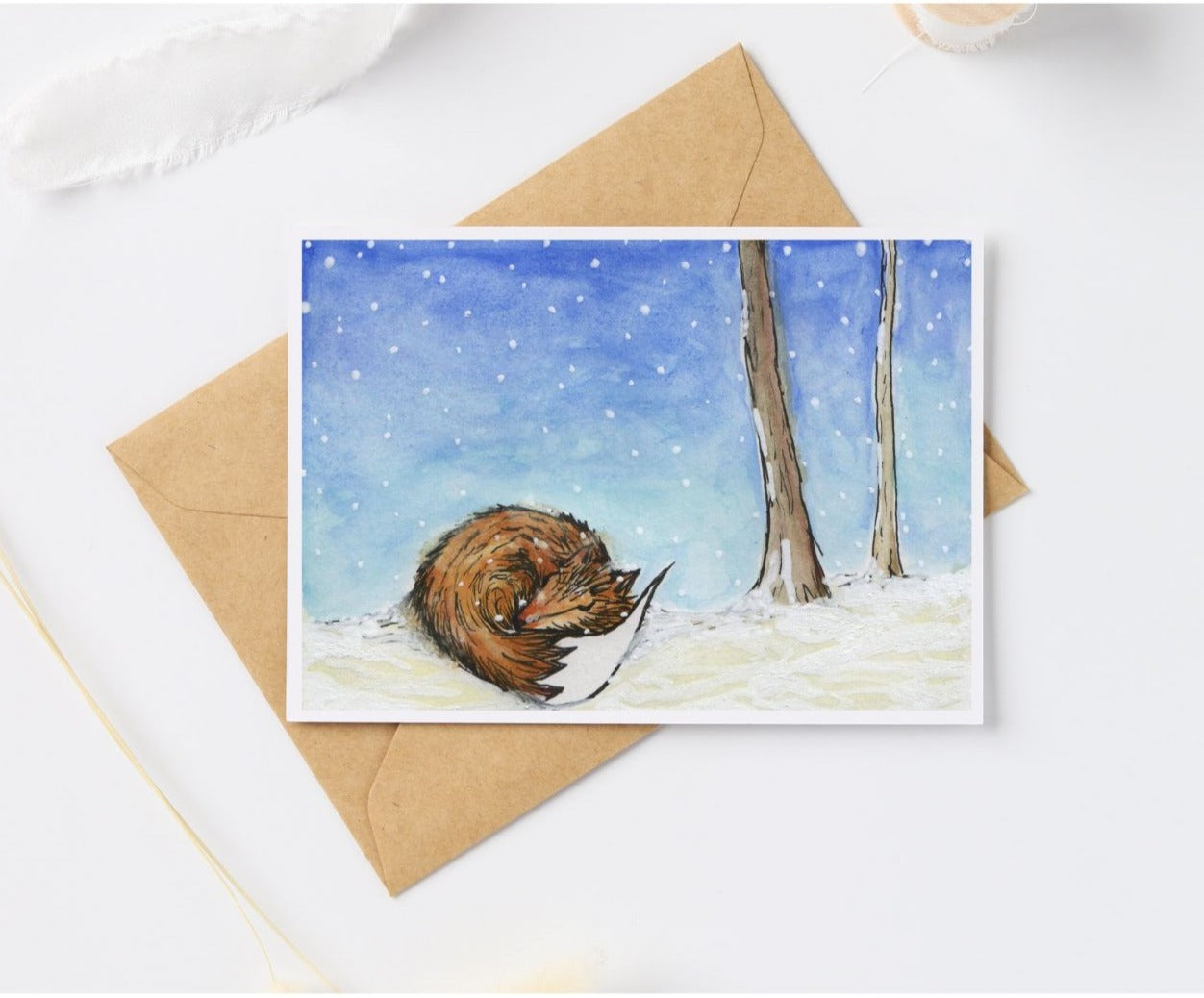 Postkaart - Slapende wintervos